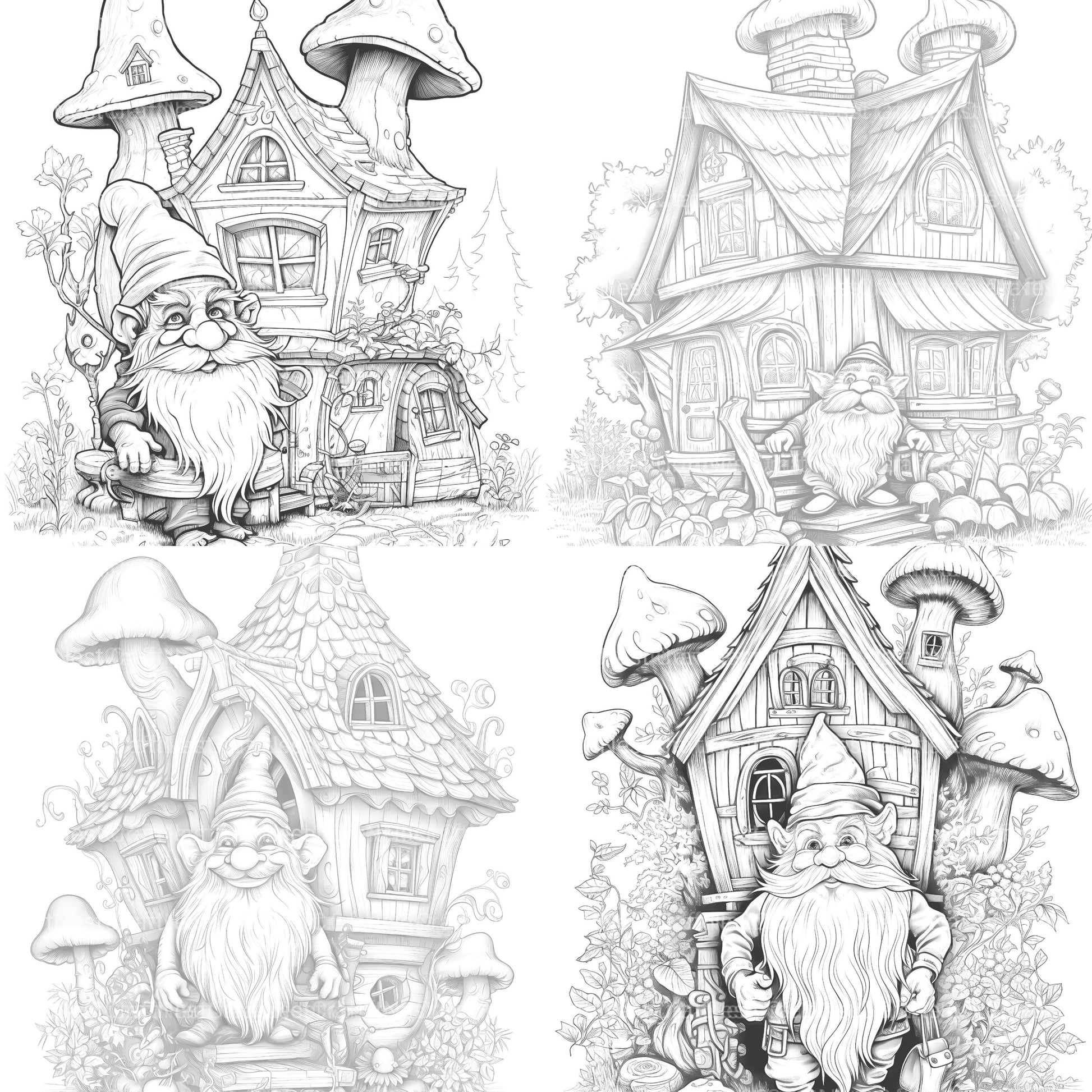 Gnome Coloring Book 2 - CraftNest - Digital Crafting and Art