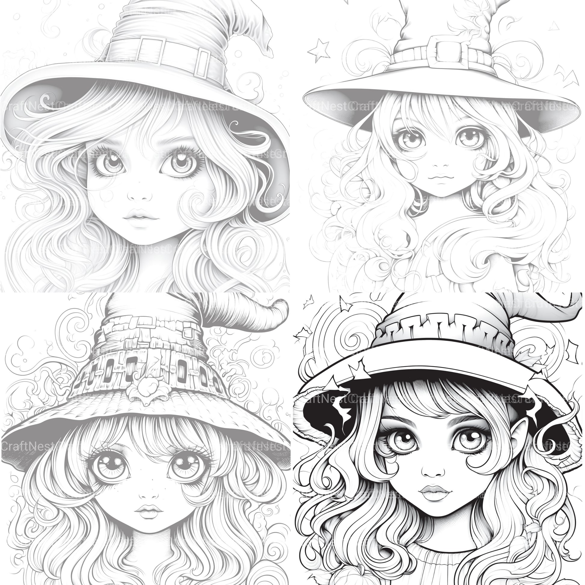 Cute Witch Coloring Book - CraftNest - Digital Crafting and Art