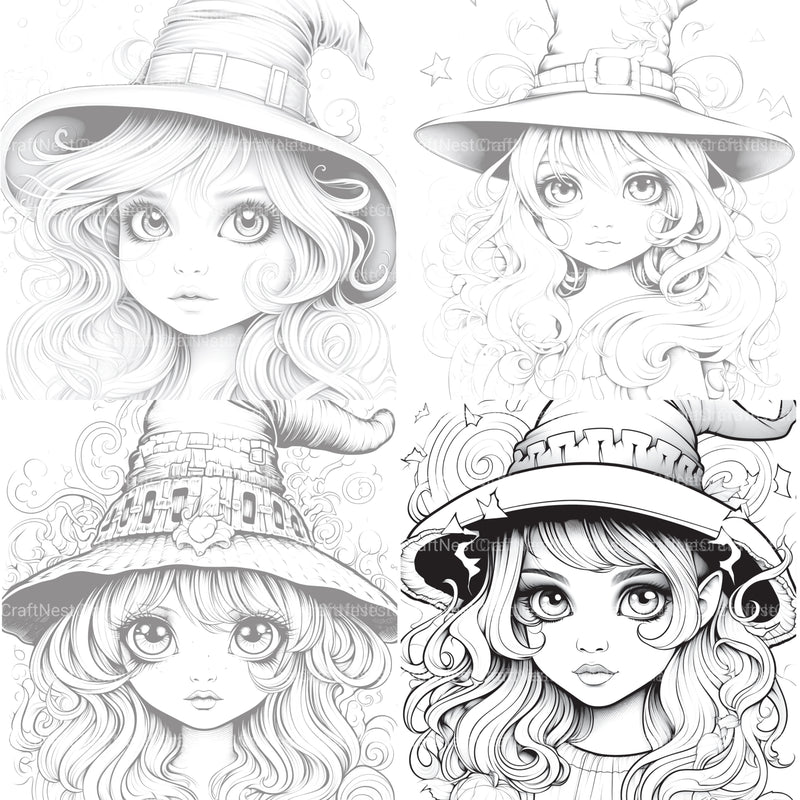 Cute Witch Coloring Book - CraftNest - Digital Crafting and Art