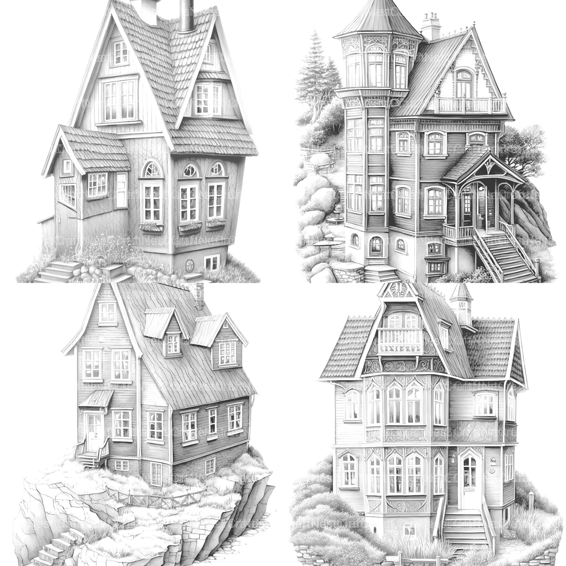 Norwegian Tiny House Coloring Book - CraftNest - Digital Crafting and Art