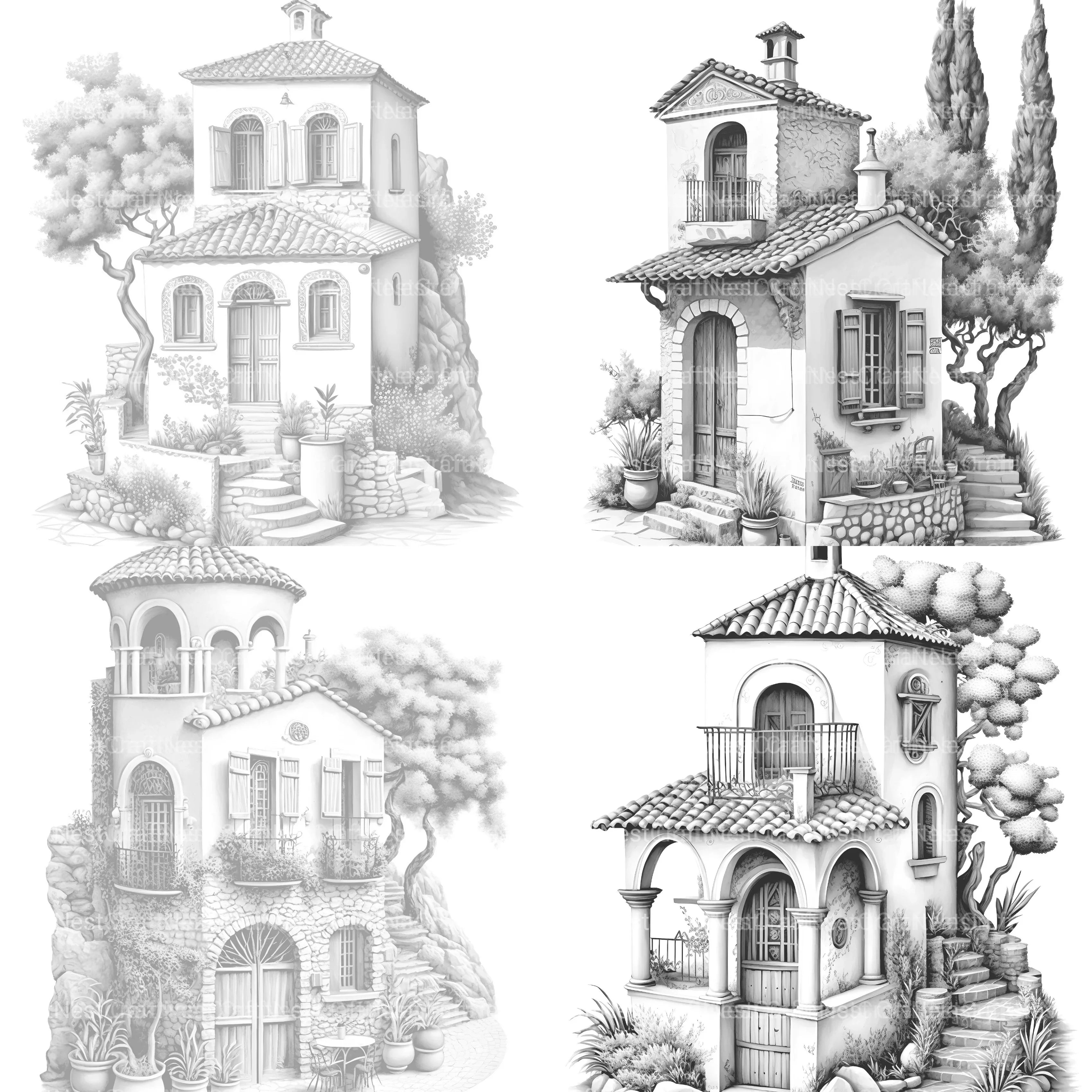 Mediterranean Tiny House Coloring Book - CraftNest - Digital Crafting and Art