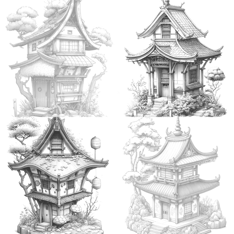 Japanese Tiny House Coloring Book - CraftNest - Digital Crafting and Art