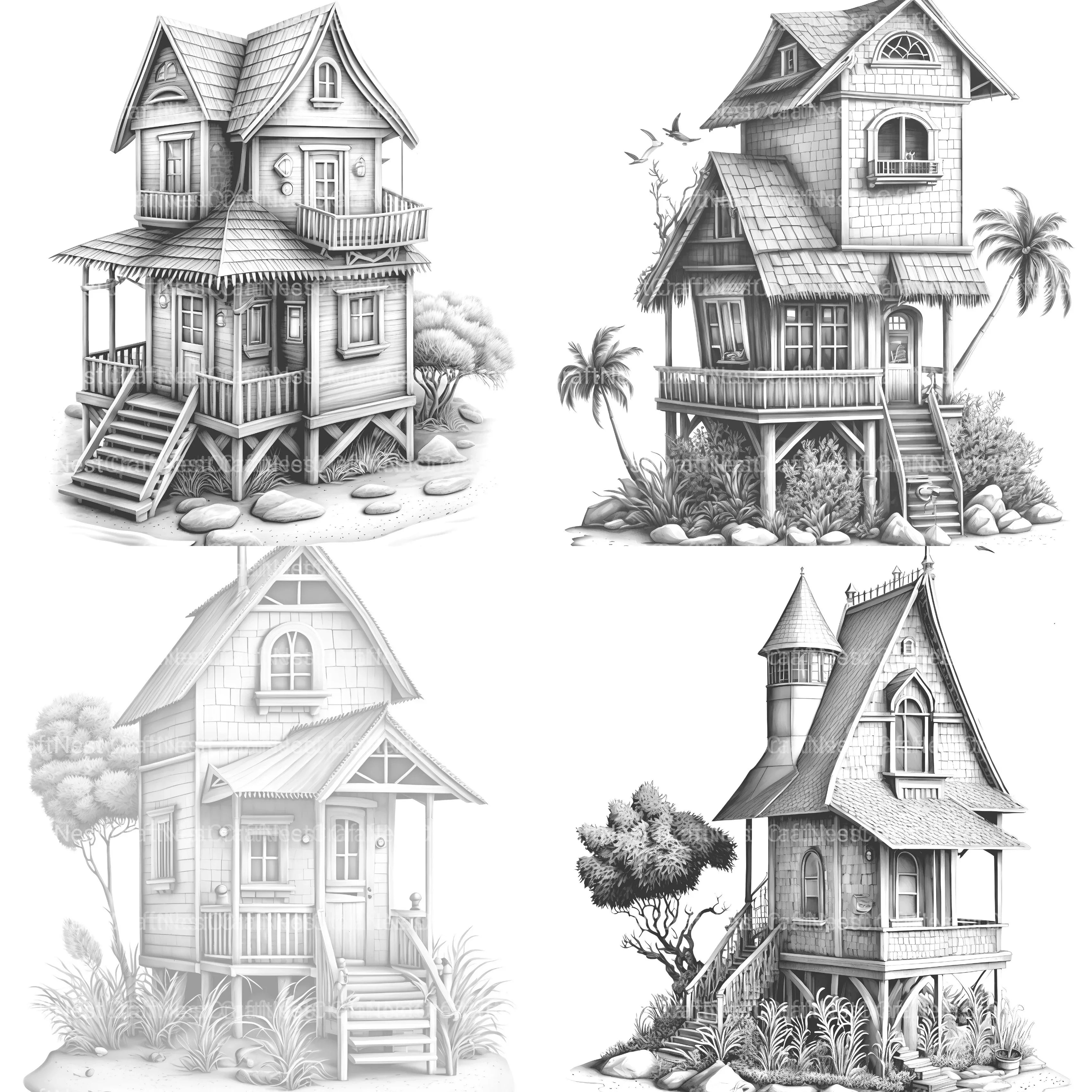 Beach House Coloring Book - CraftNest - Digital Crafting and Art