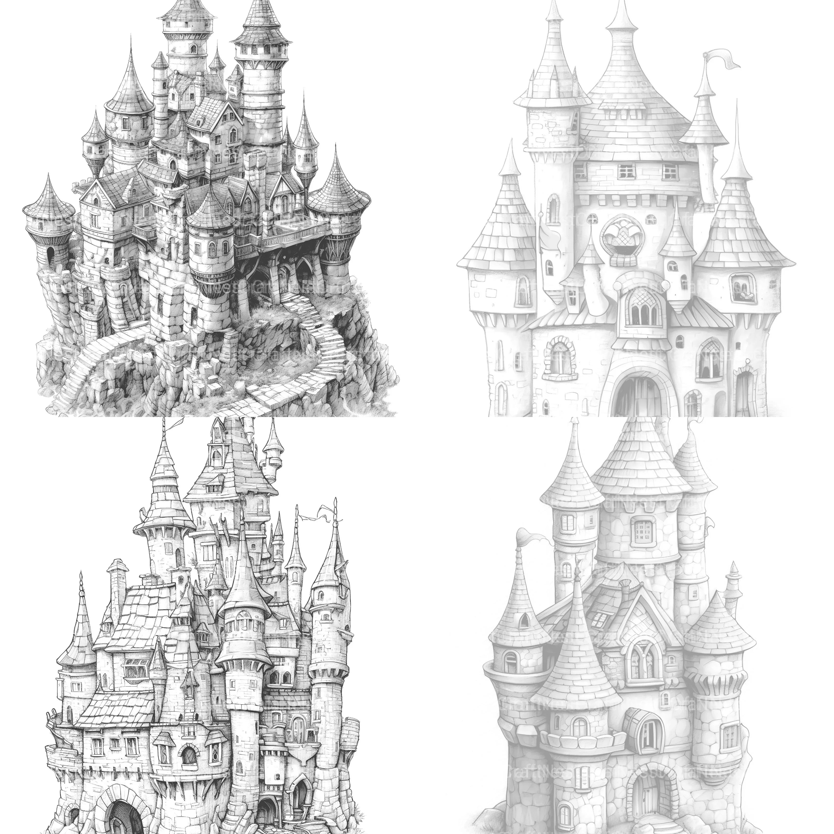 Castle Tiny House Coloring Book 1 - CraftNest - Digital Crafting and Art