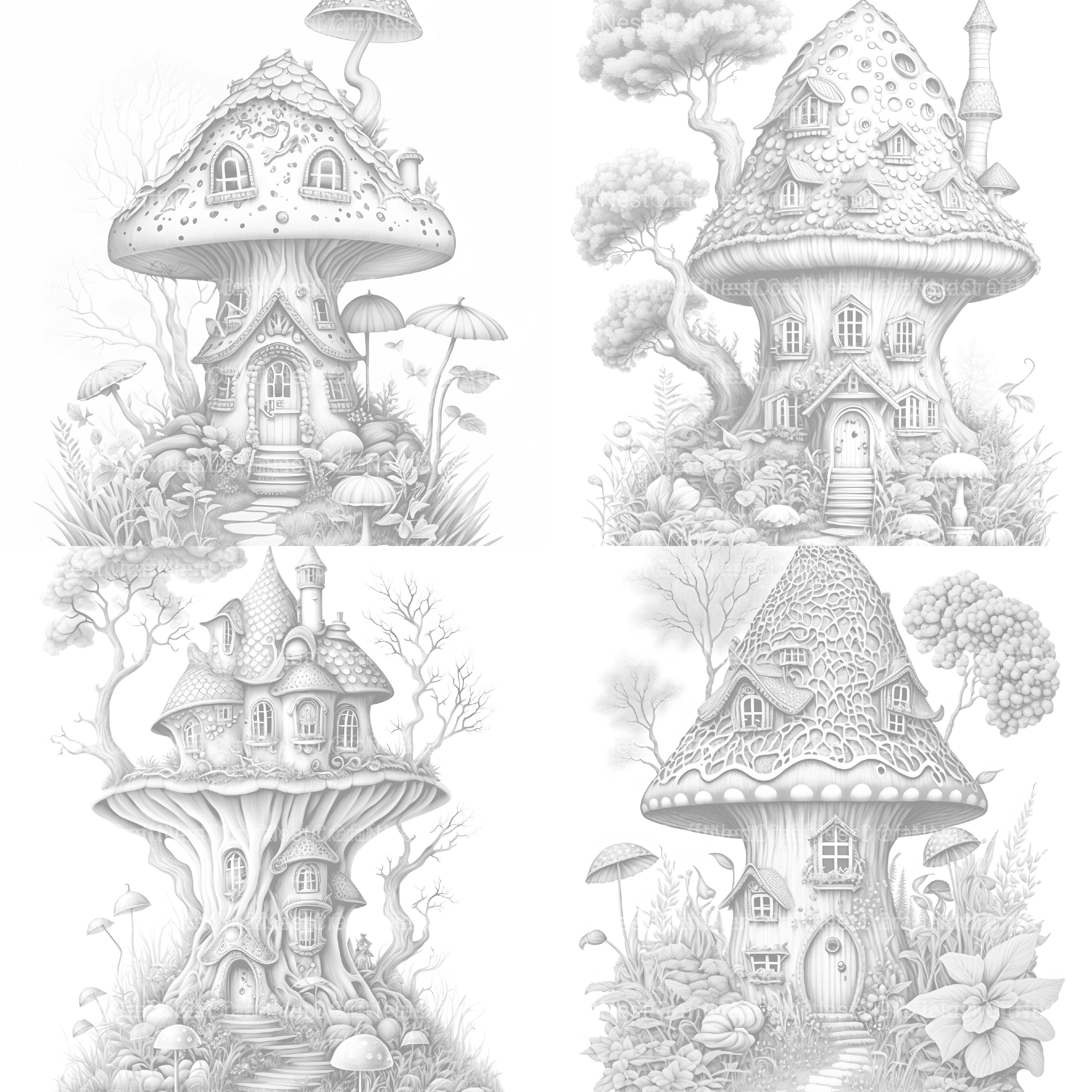 Magical Mushroom House Coloring Book - CraftNest - Digital Crafting and Art