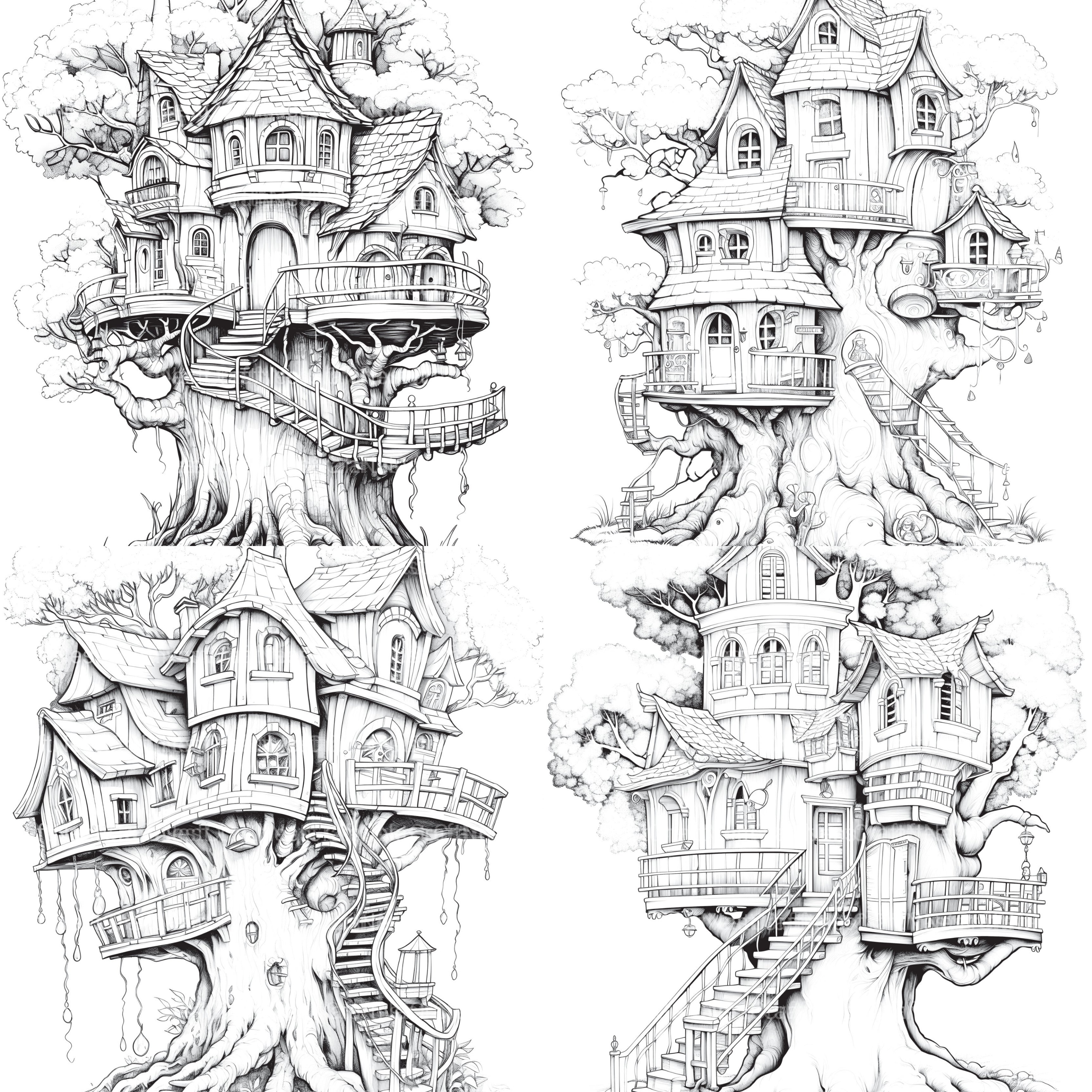 Treehouse Coloring Book - CraftNest - Digital Crafting and Art