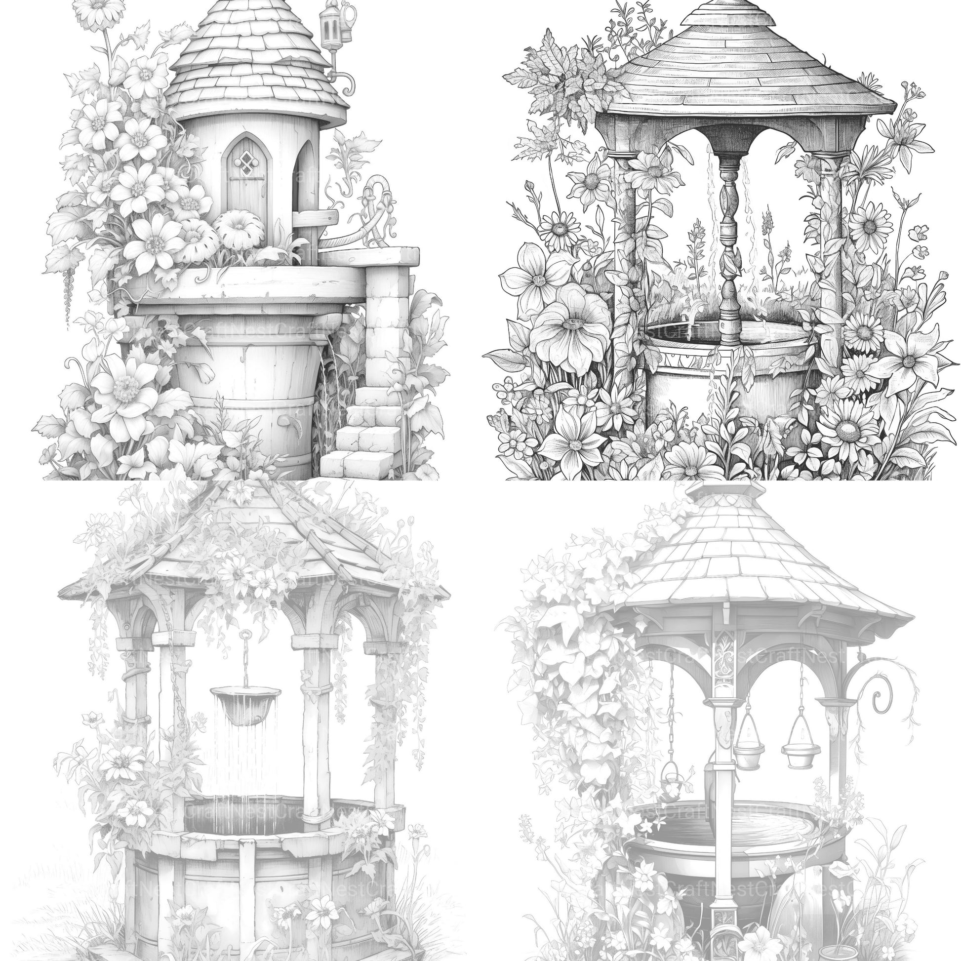 Wishing Well Coloring Book - CraftNest - Digital Crafting and Art