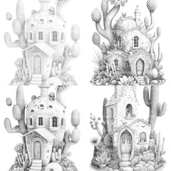 Cactus Fairy Houses Coloring Book - CraftNest - Digital Crafting and Art