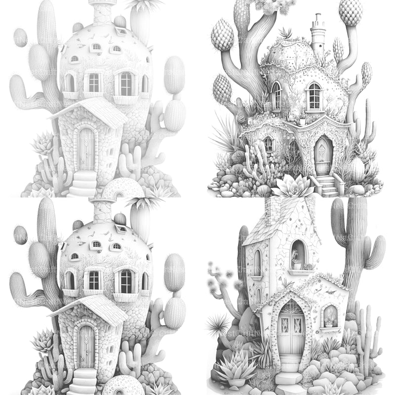 Cactus Fairy Houses Coloring Book - CraftNest - Digital Crafting and Art