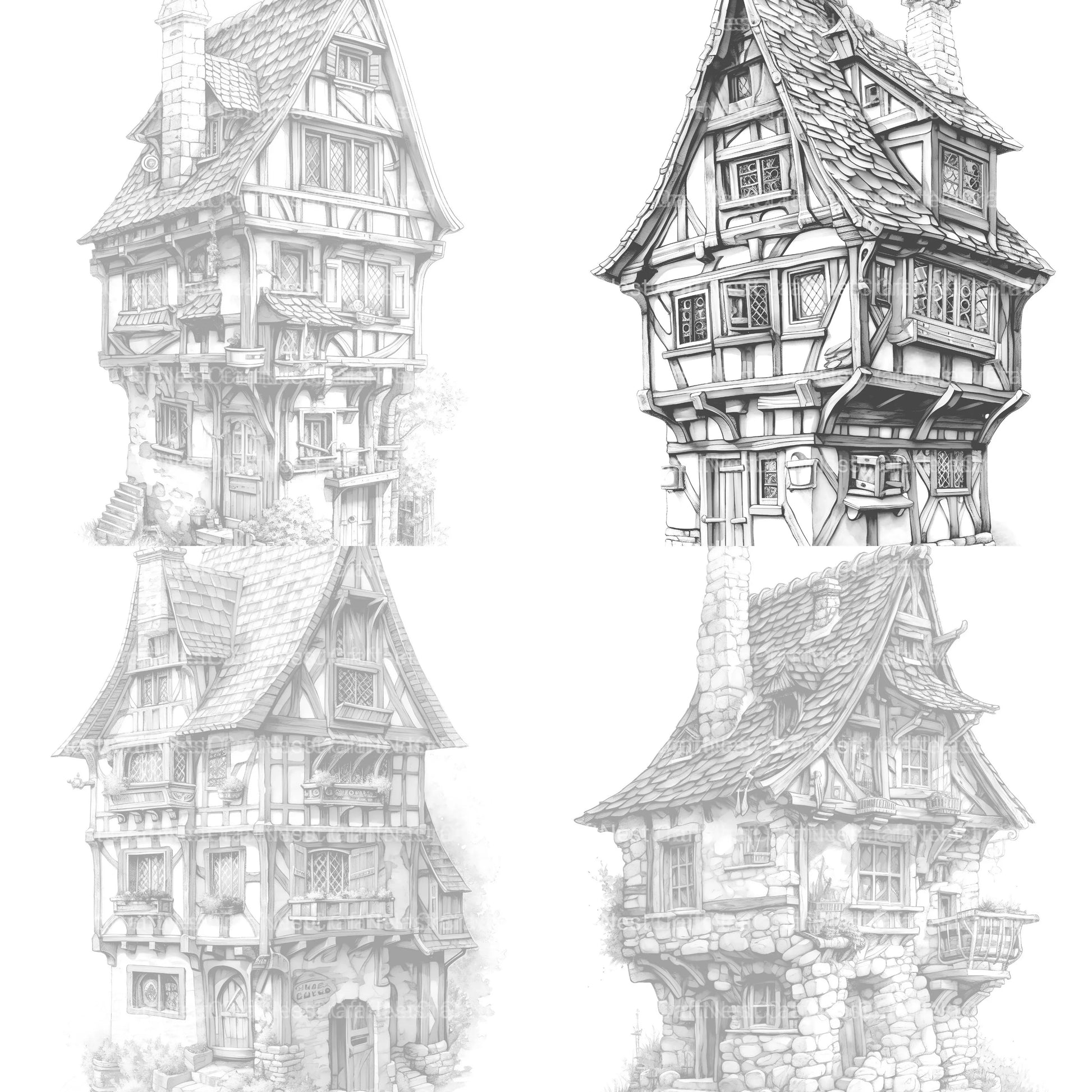 Medieval Tiny House Coloring Book - CraftNest - Digital Crafting and Art