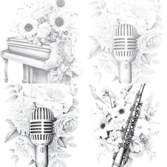 Flower Instrument Coloring Book - CraftNest - Digital Crafting and Art