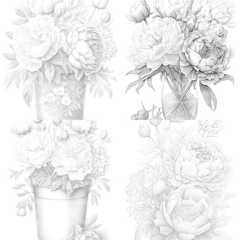 Peony Flower Coloring Book - CraftNest - Digital Crafting and Art