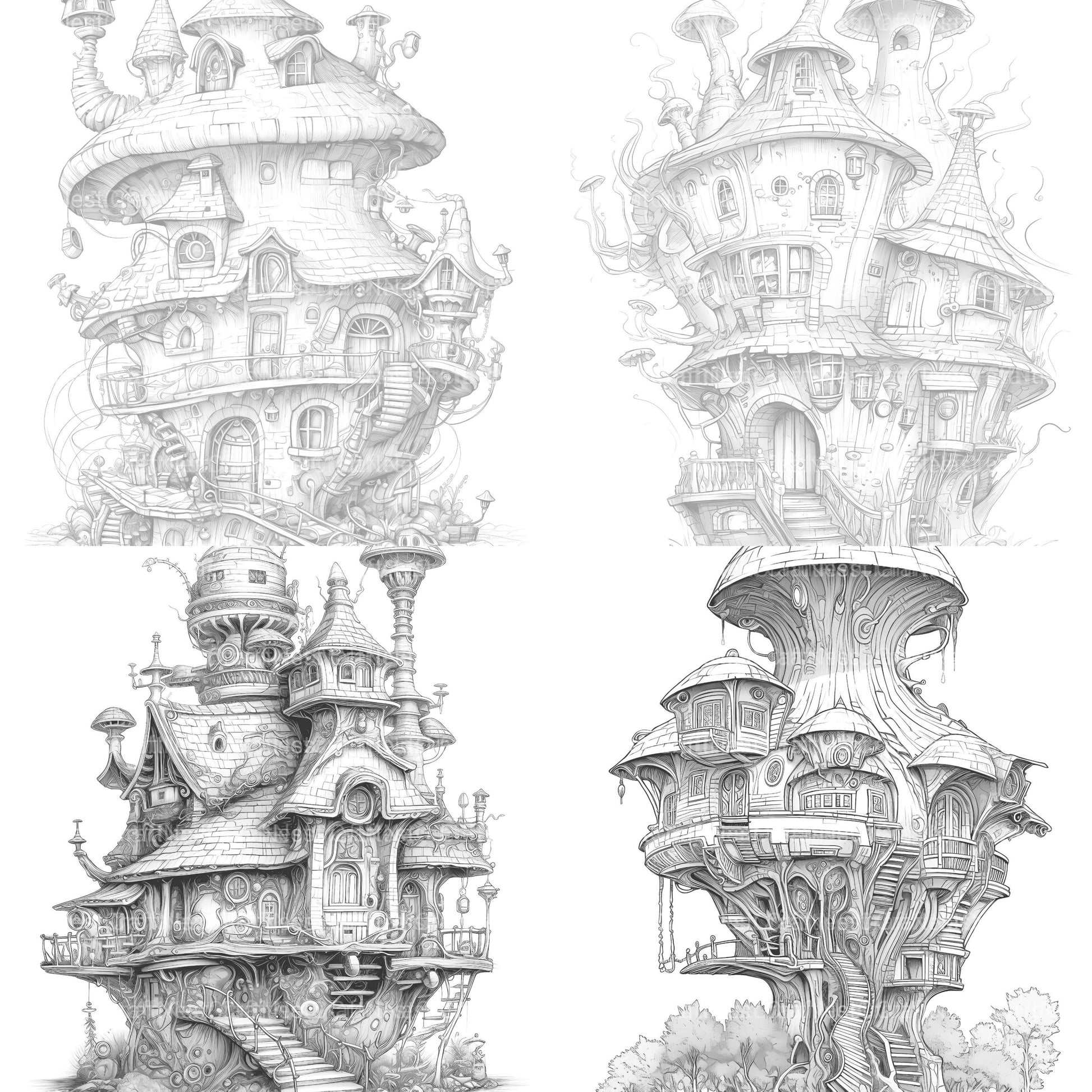 Futuristic Fairy House Coloring Book - CraftNest - Digital Crafting and Art