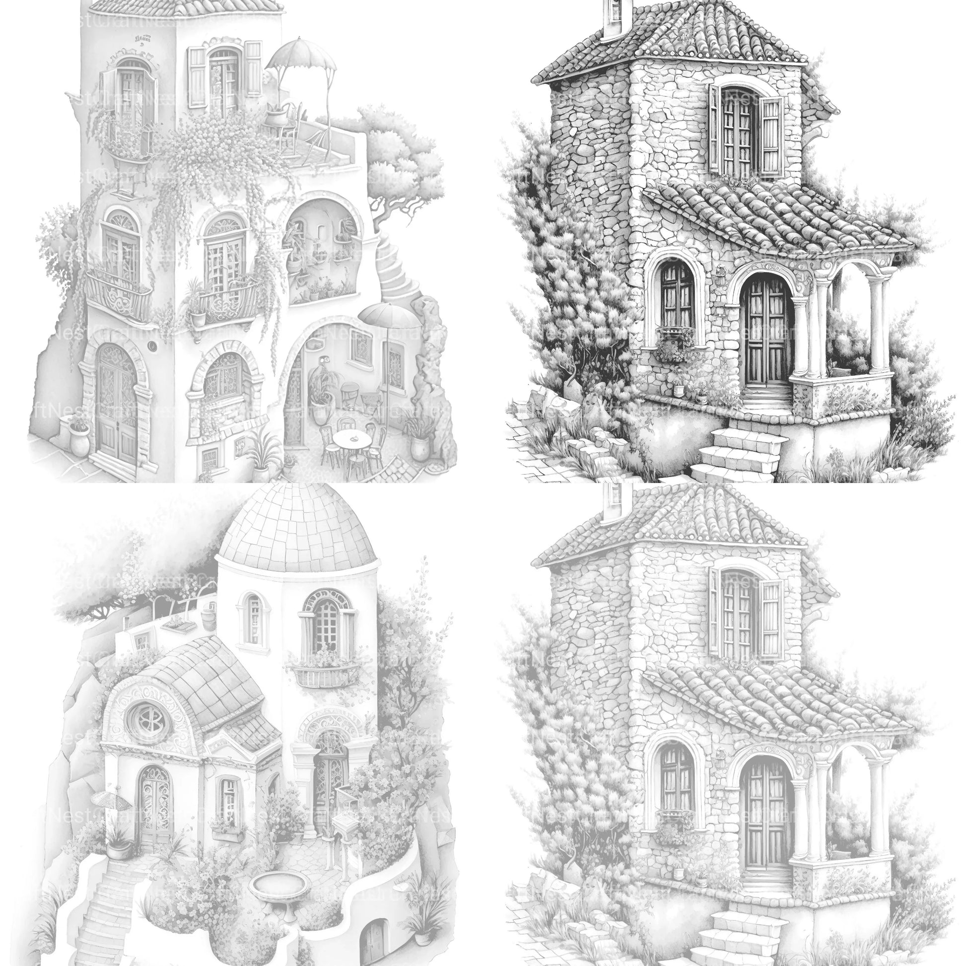 Greek Tiny House Coloring Book - CraftNest - Digital Crafting and Art