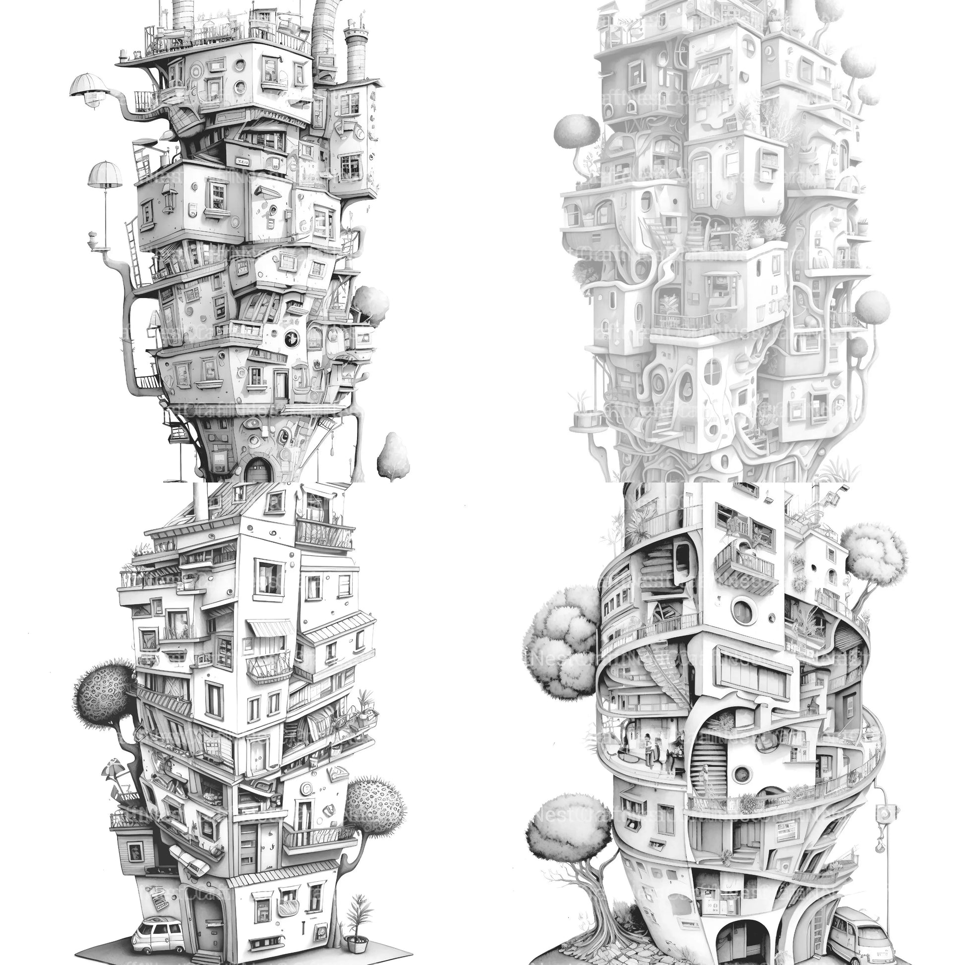 Condominium Tiny House Coloring Book - CraftNest - Digital Crafting and Art