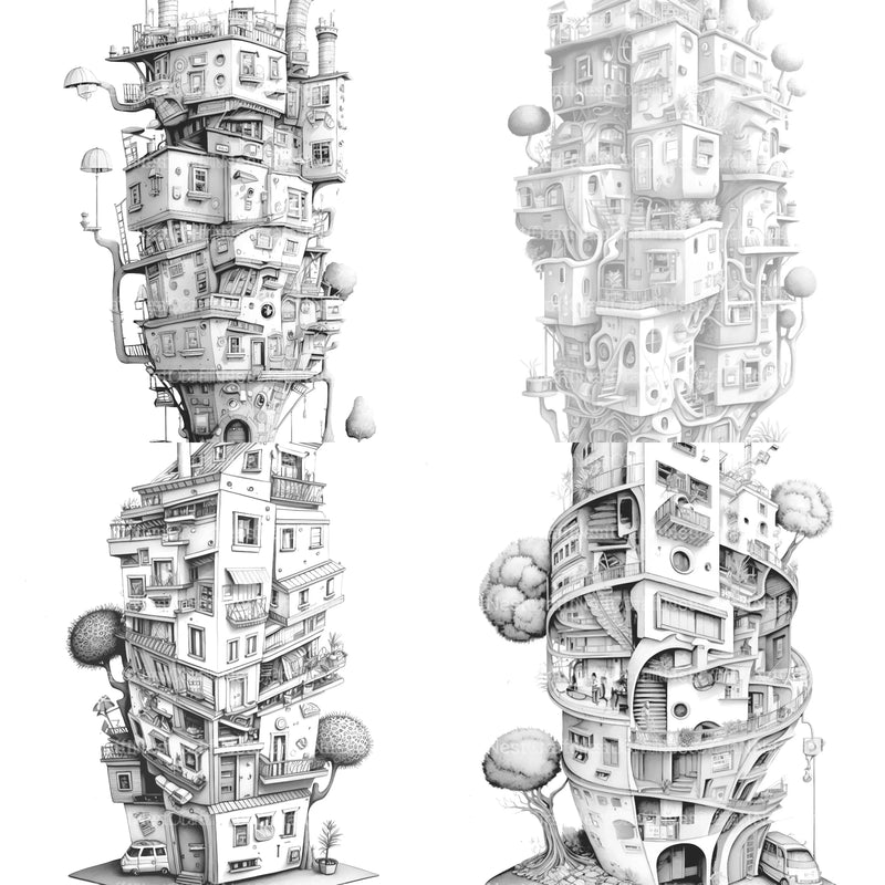 Condominium Tiny House Coloring Book - CraftNest - Digital Crafting and Art