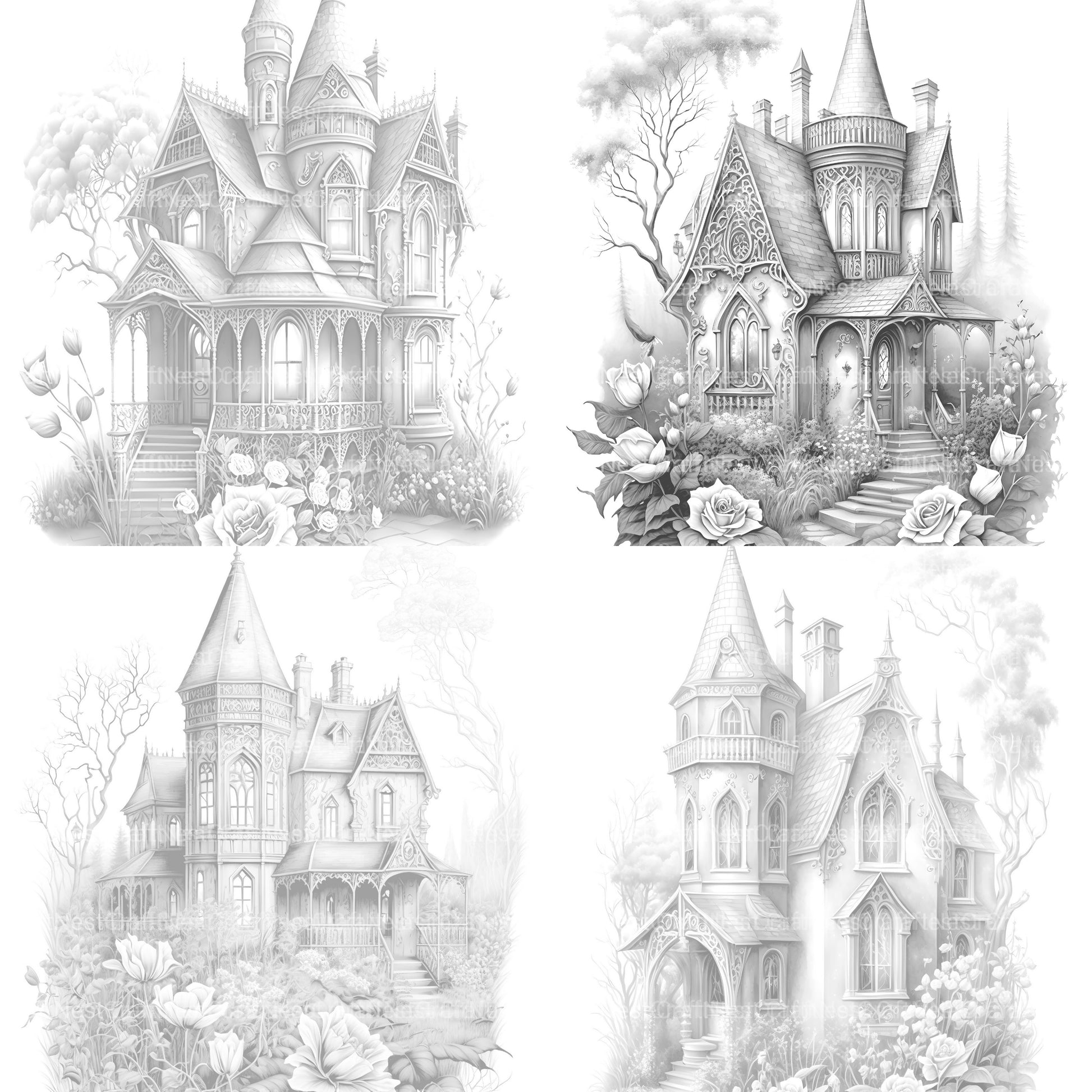 Gothic House Coloring Book - CraftNest - Digital Crafting and Art