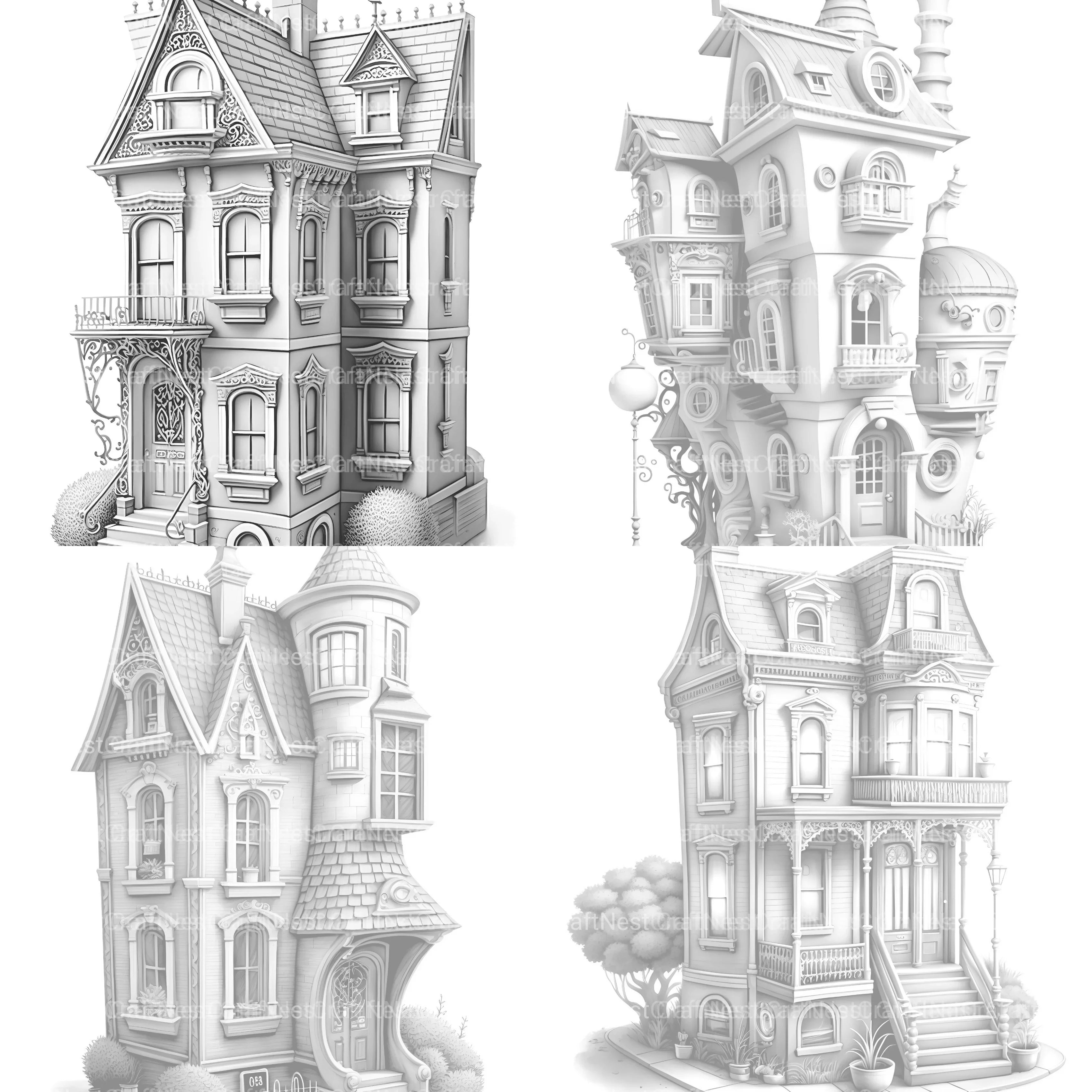 Townhouse Tiny House Coloring Book - CraftNest - Digital Crafting and Art