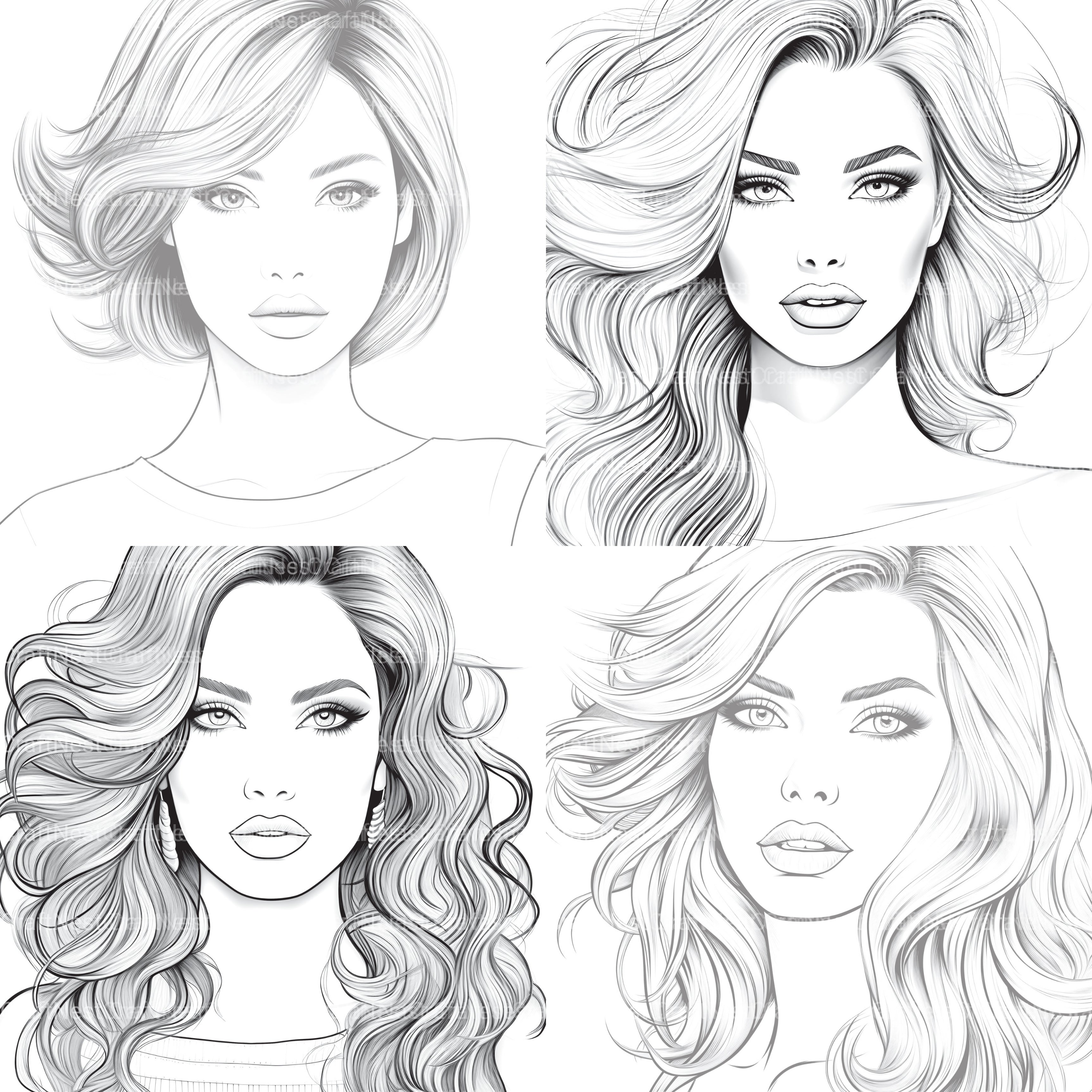 Beautiful Women Coloring Book - CraftNest - Digital Crafting and Art