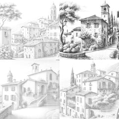 Italian Village Landscapes Coloring Book - CraftNest - Digital Crafting and Art