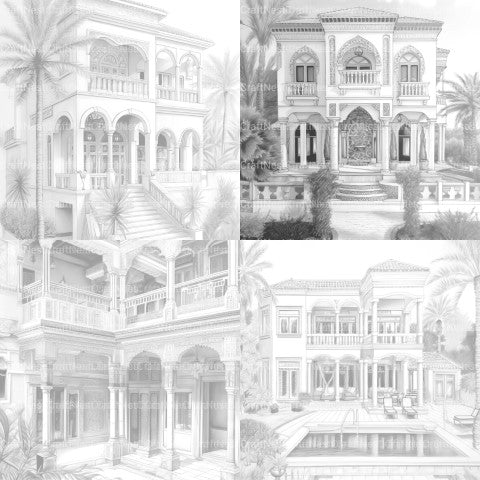 Arabian Villas Coloring Book - CraftNest - Digital Crafting and Art