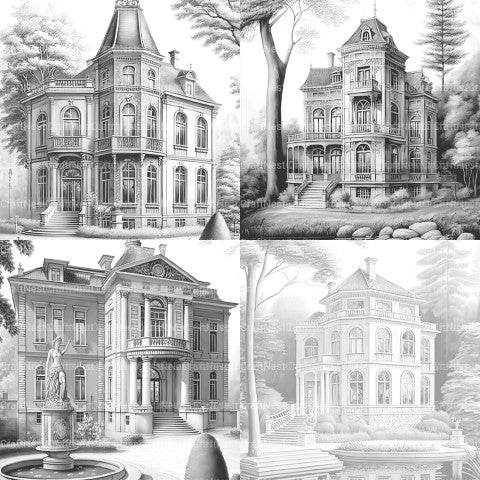 German Villas Coloring Book - CraftNest - Digital Crafting and Art