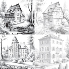 Old French Houses Coloring Book - CraftNest - Digital Crafting and Art