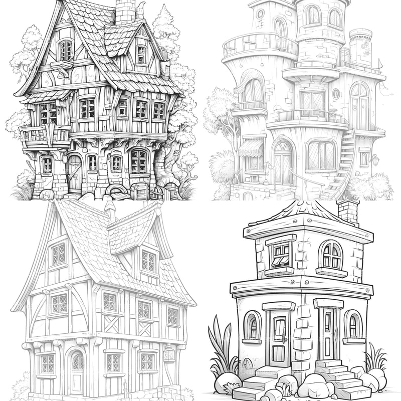 Mixed Tiny House Coloring Book - CraftNest - Digital Crafting and Art