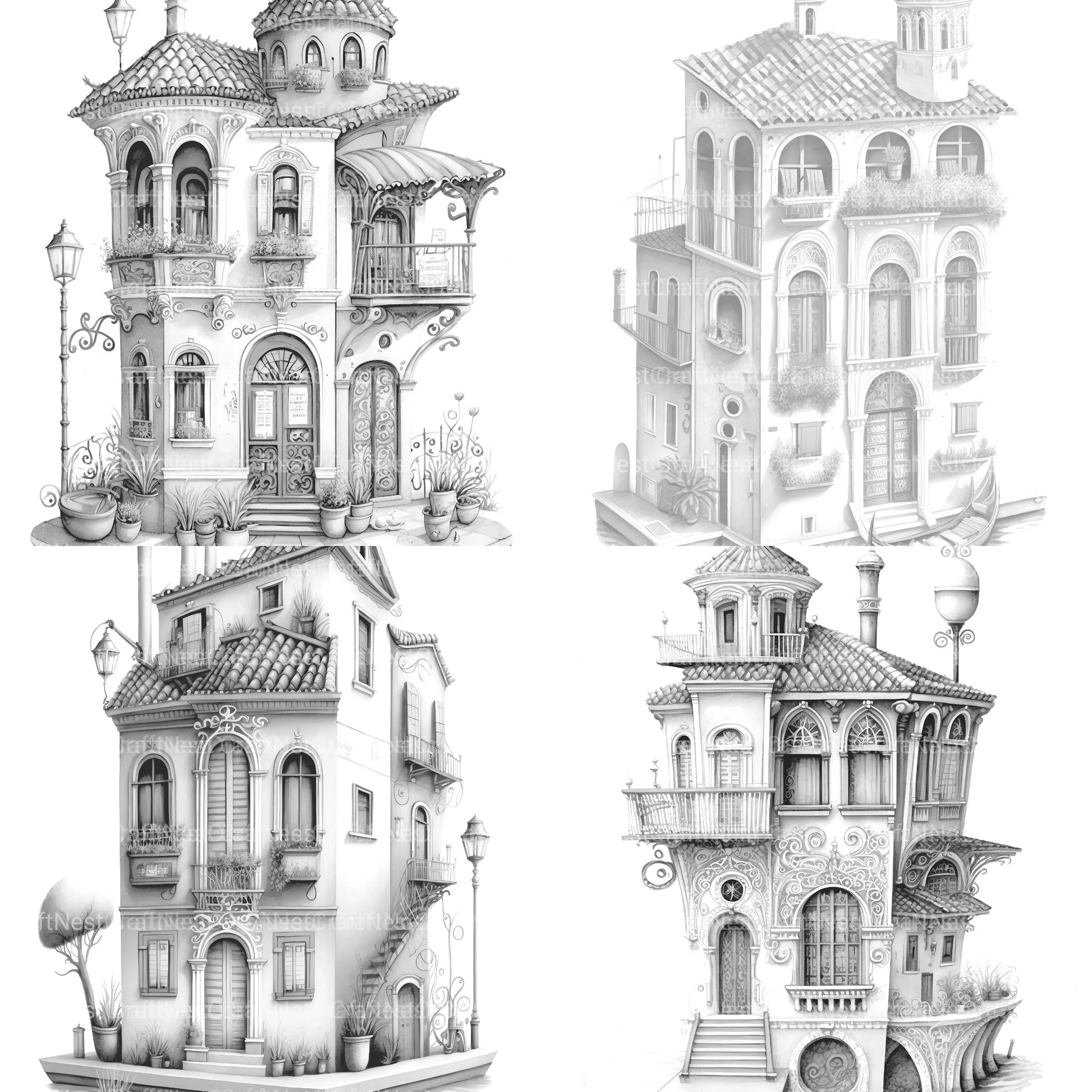 Venetian Tiny House Coloring Book - CraftNest - Digital Crafting and Art
