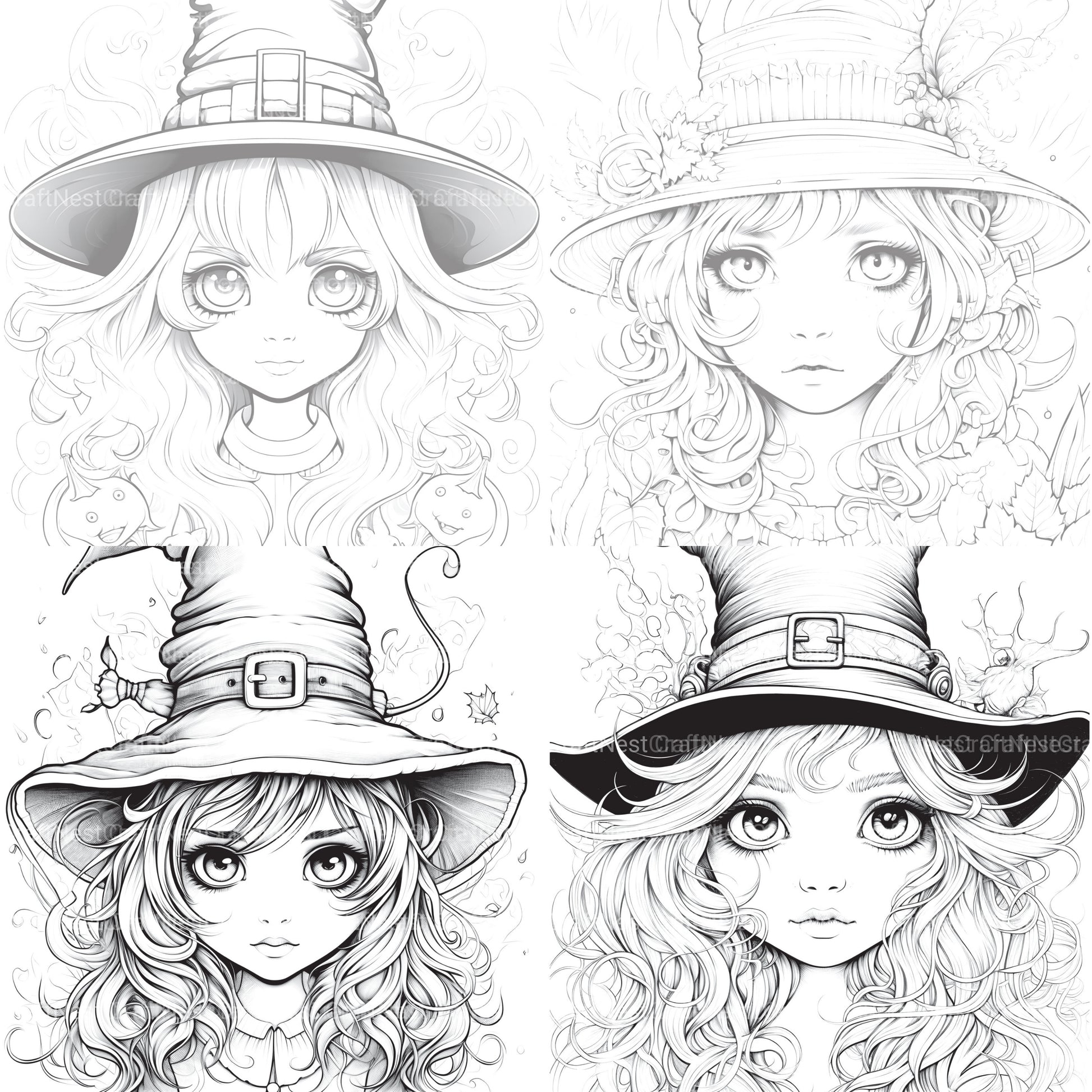 Cute Witch Coloring Book - CraftNest - Digital Crafting and Art