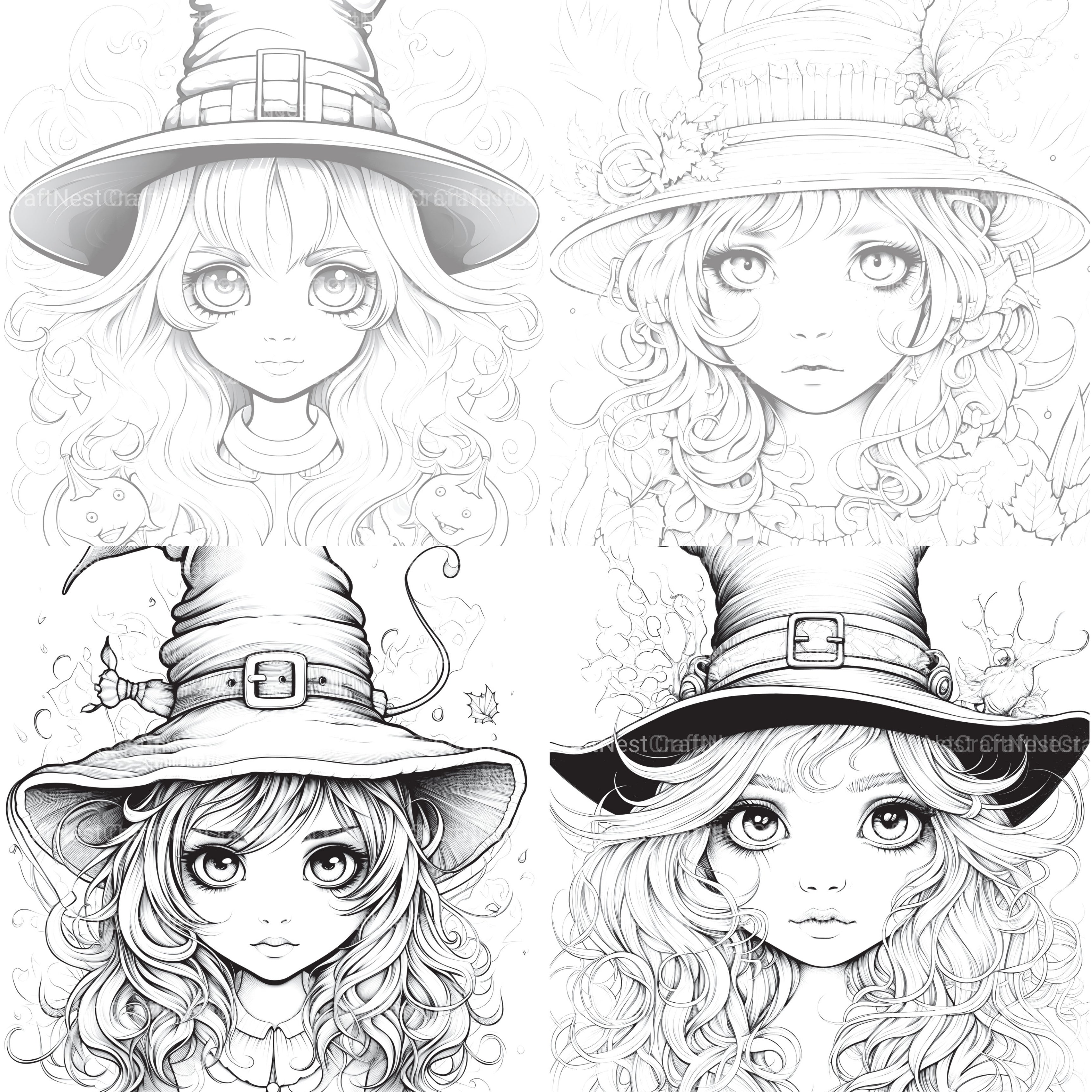 Cute Witch Coloring Book - CraftNest - Digital Crafting and Art
