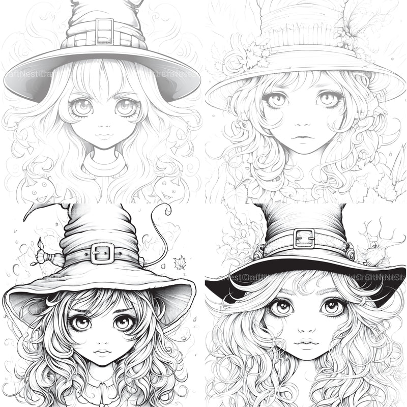 Cute Witch Coloring Book - CraftNest - Digital Crafting and Art