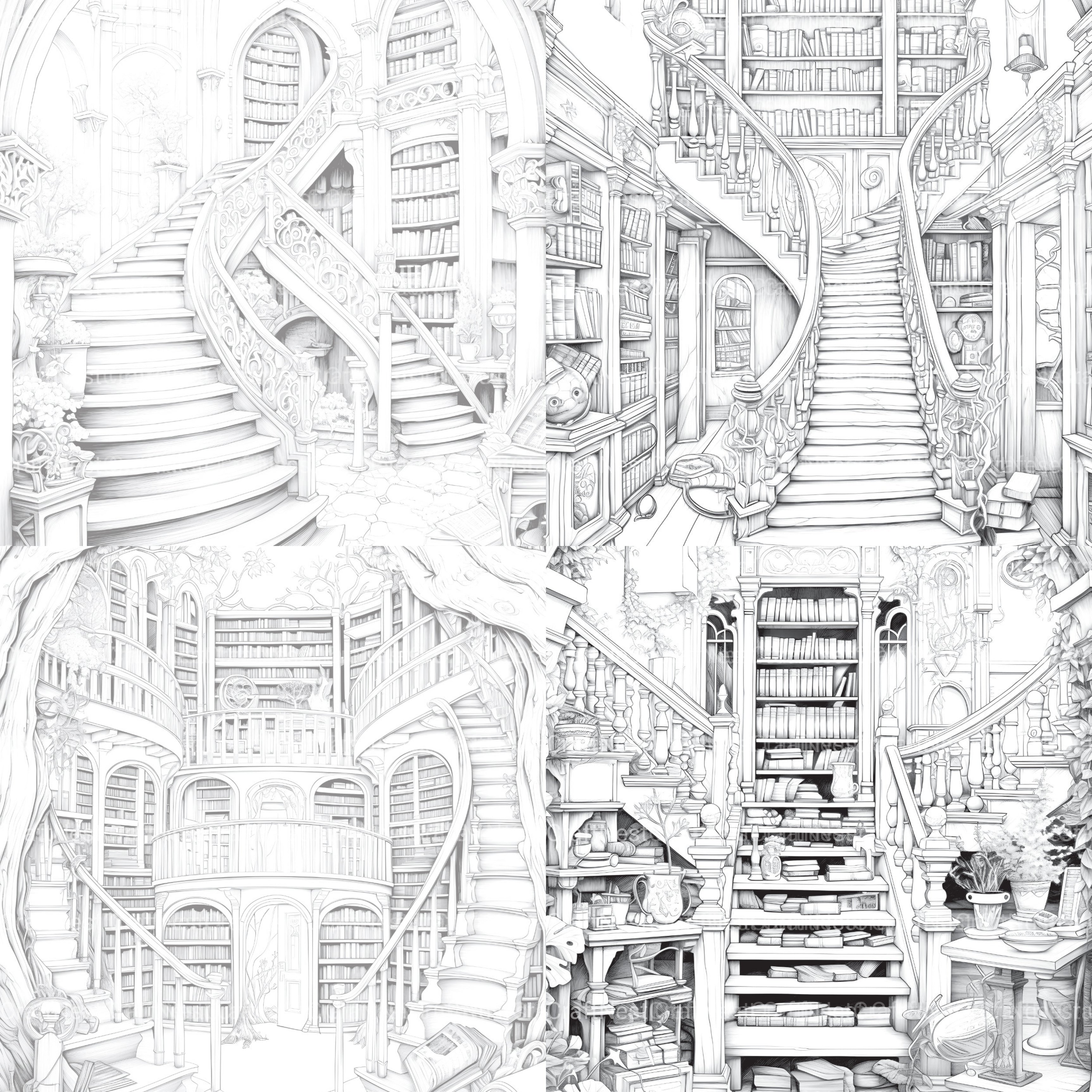 Enchanted Library Coloring Book - CraftNest - Digital Crafting and Art