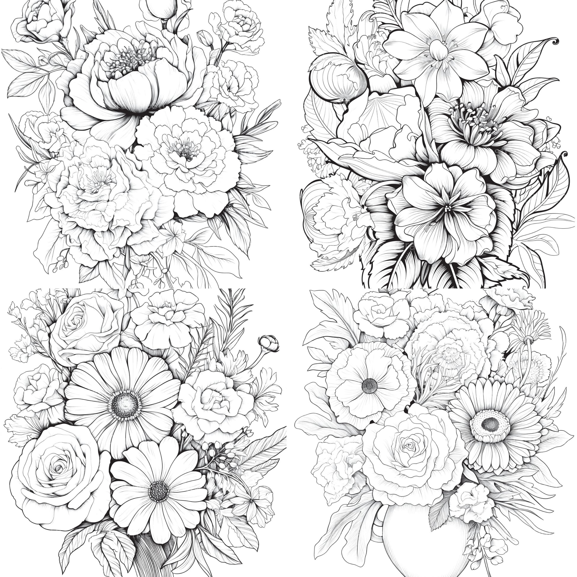 Flower Coloring Book 2 - CraftNest - Digital Crafting and Art