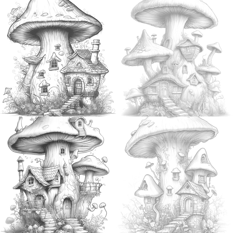 Mushroom House Coloring Book - CraftNest - Digital Crafting and Art
