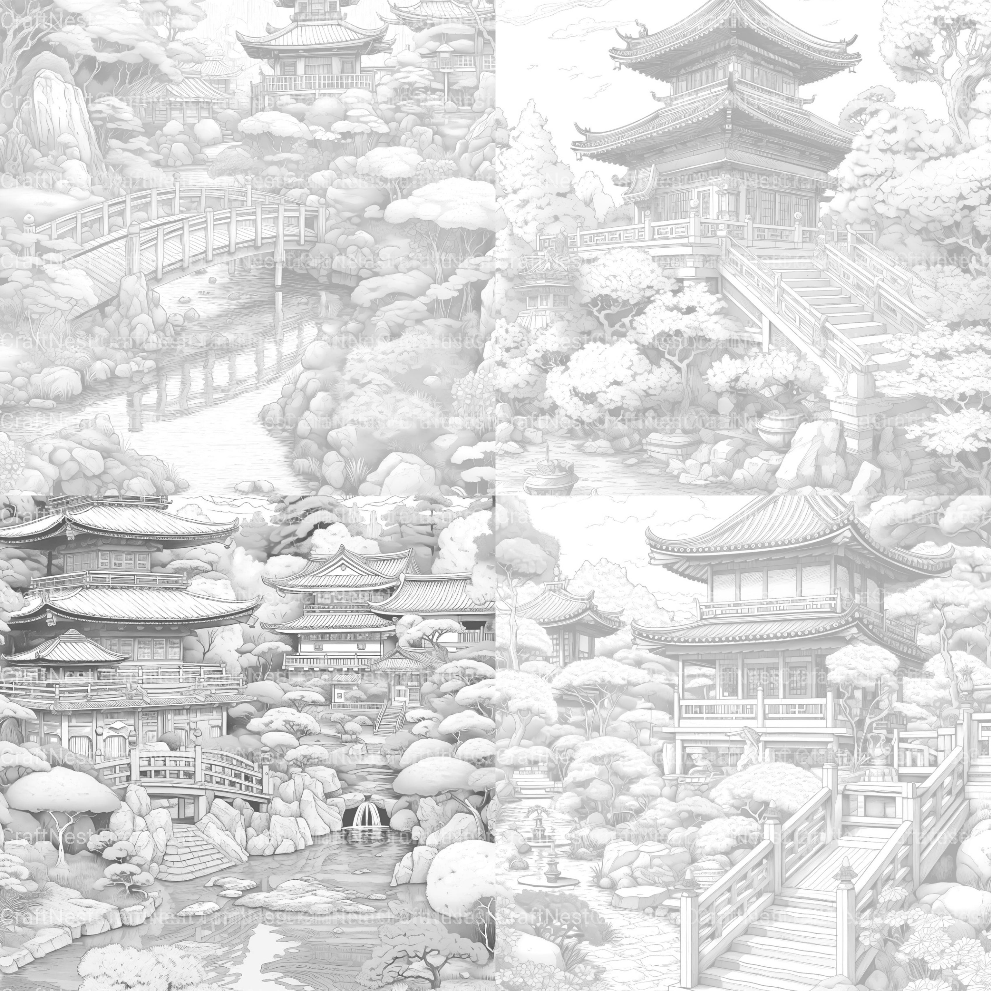 Japanese Garden Coloring Book - CraftNest - Digital Crafting and Art