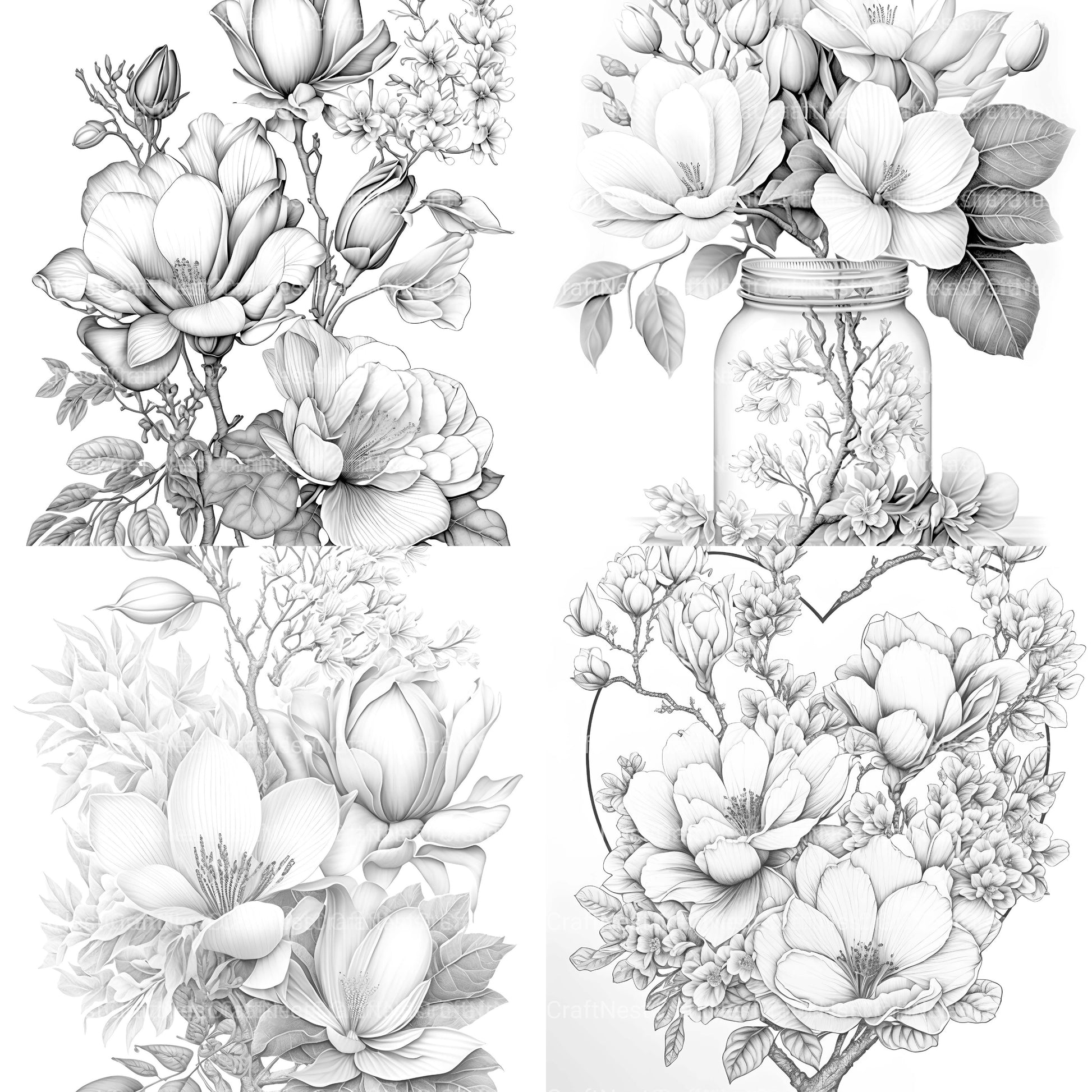 Magnolia Flower Coloring Book - CraftNest - Digital Crafting and Art