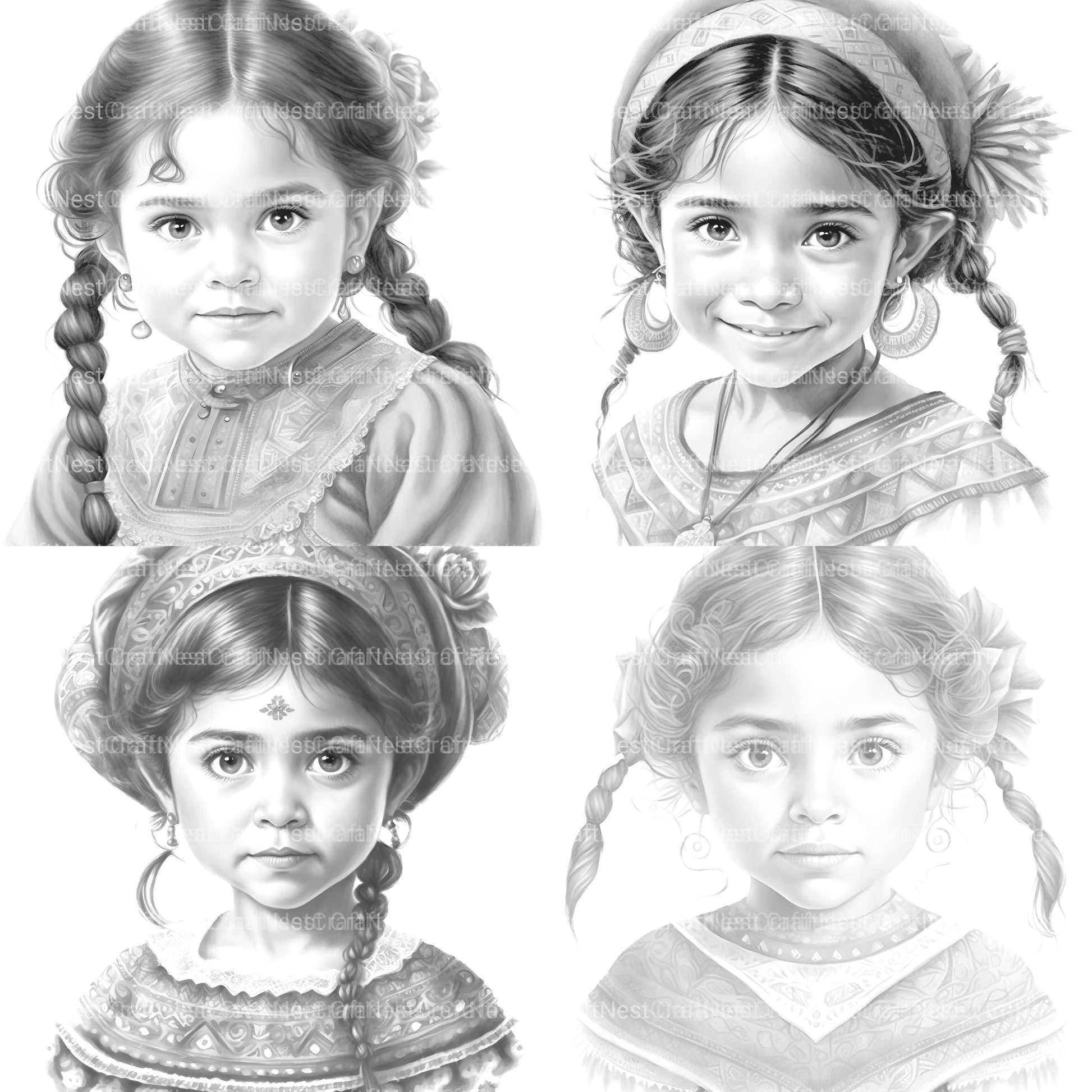 Cute Mexican Girl Coloring Book - CraftNest - Digital Crafting and Art