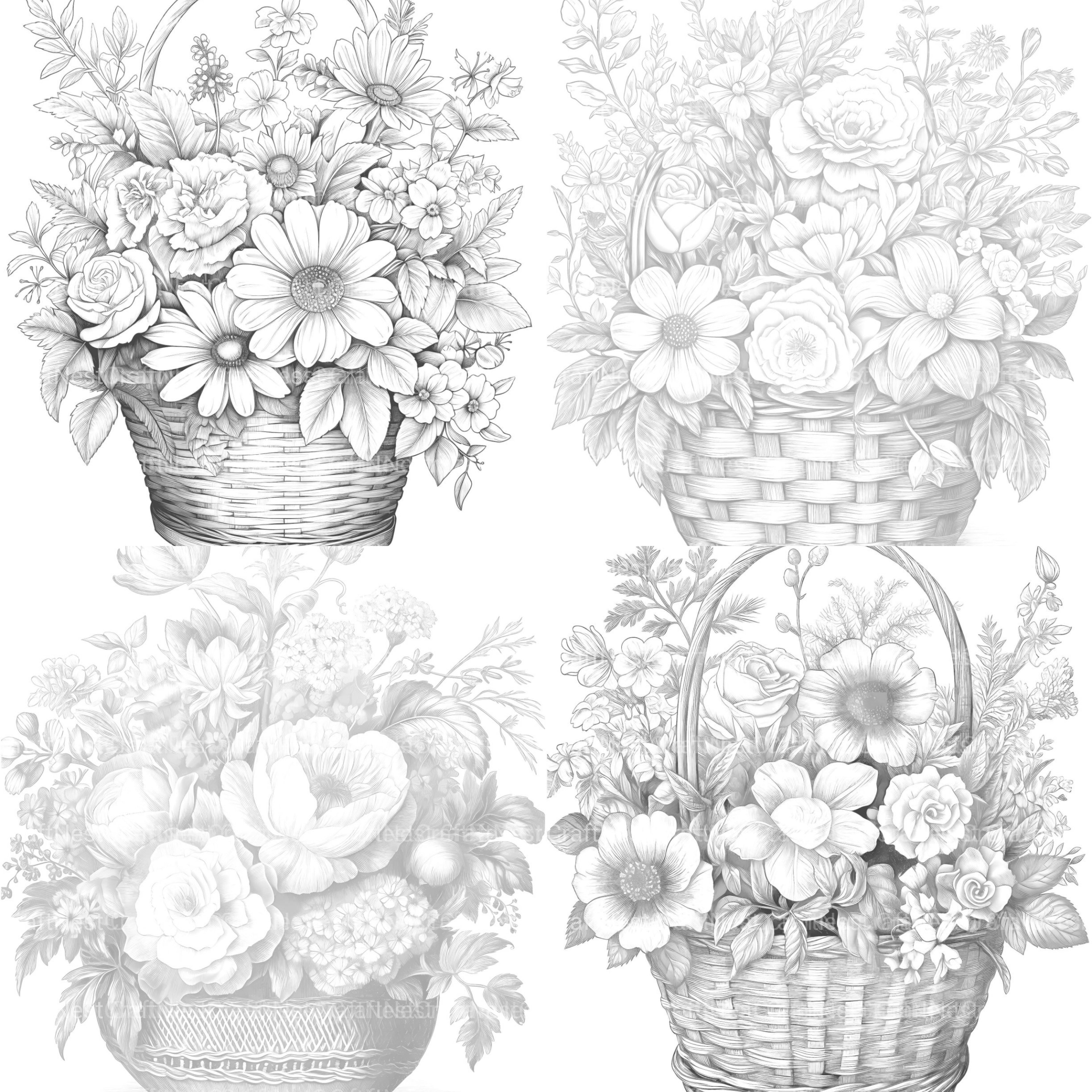 Flower Basket Coloring Book - CraftNest - Digital Crafting and Art
