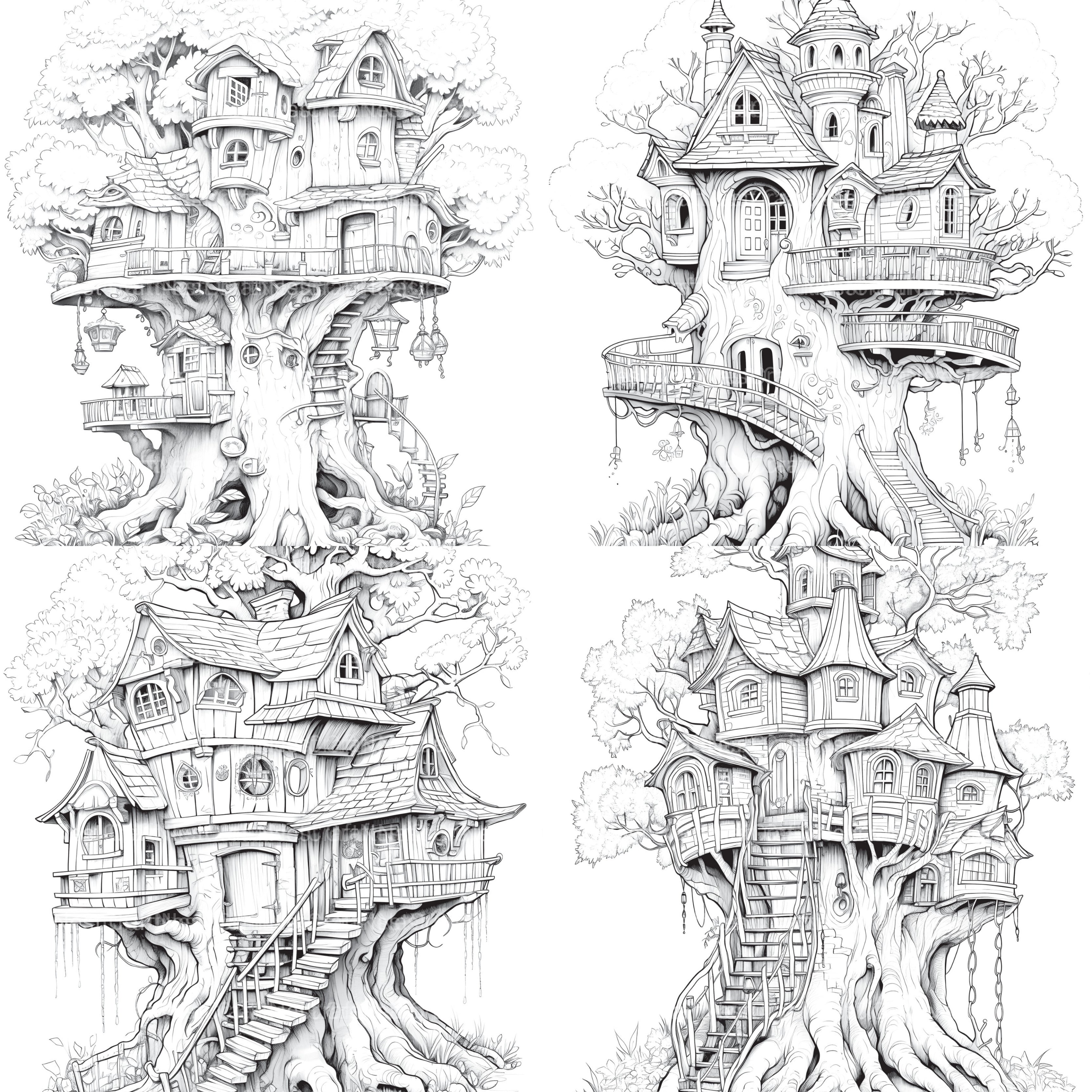 Treehouse Coloring Book - CraftNest - Digital Crafting and Art