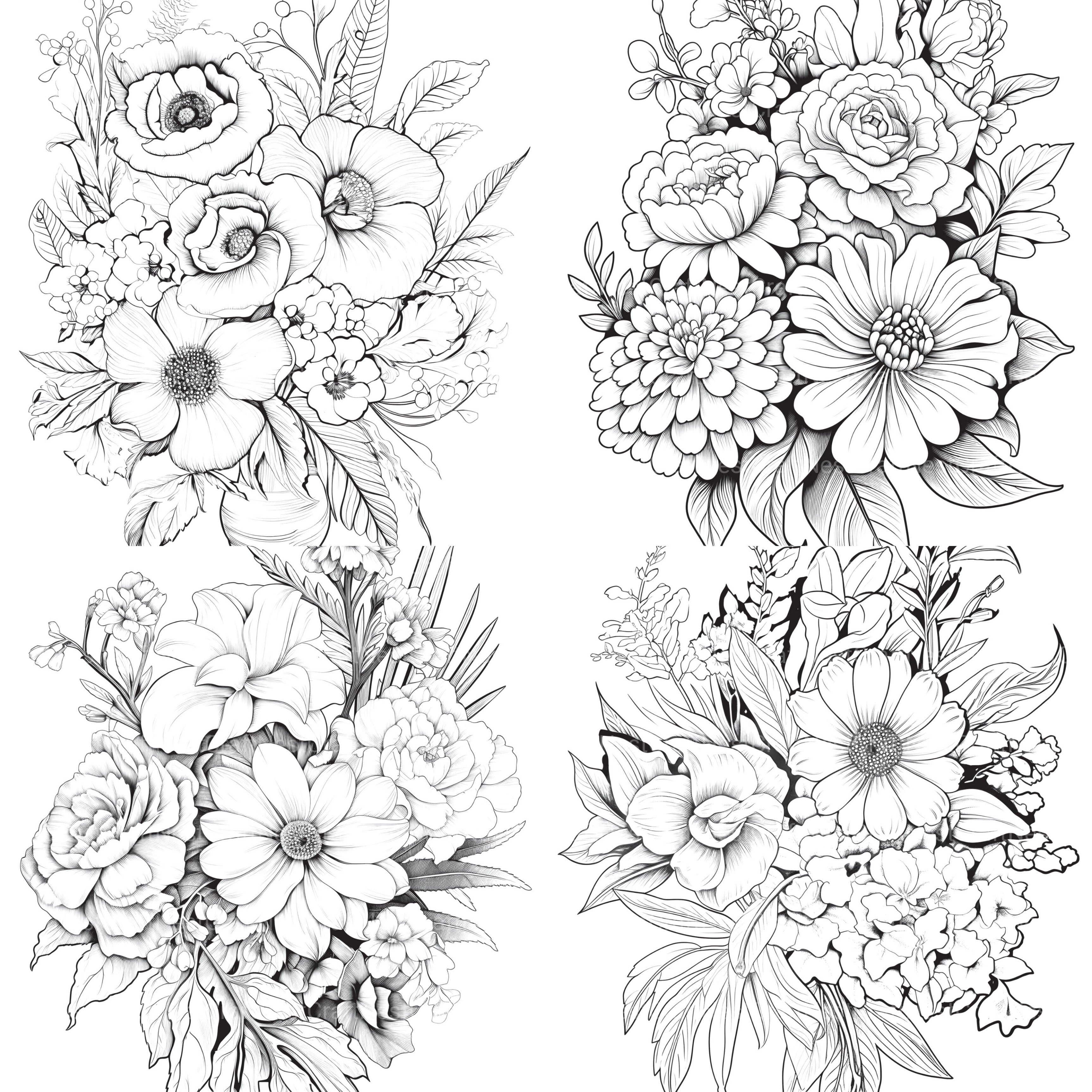 Flower Coloring Book 2 - CraftNest - Digital Crafting and Art