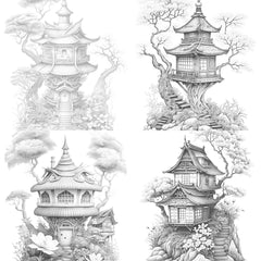Japanese Fairy House Coloring Book - CraftNest - Digital Crafting and Art
