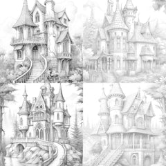 Gothic Houses Coloring Book - CraftNest - Digital Crafting and Art