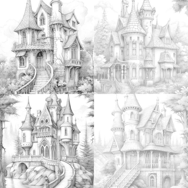 Gothic Houses Coloring Book - CraftNest - Digital Crafting and Art