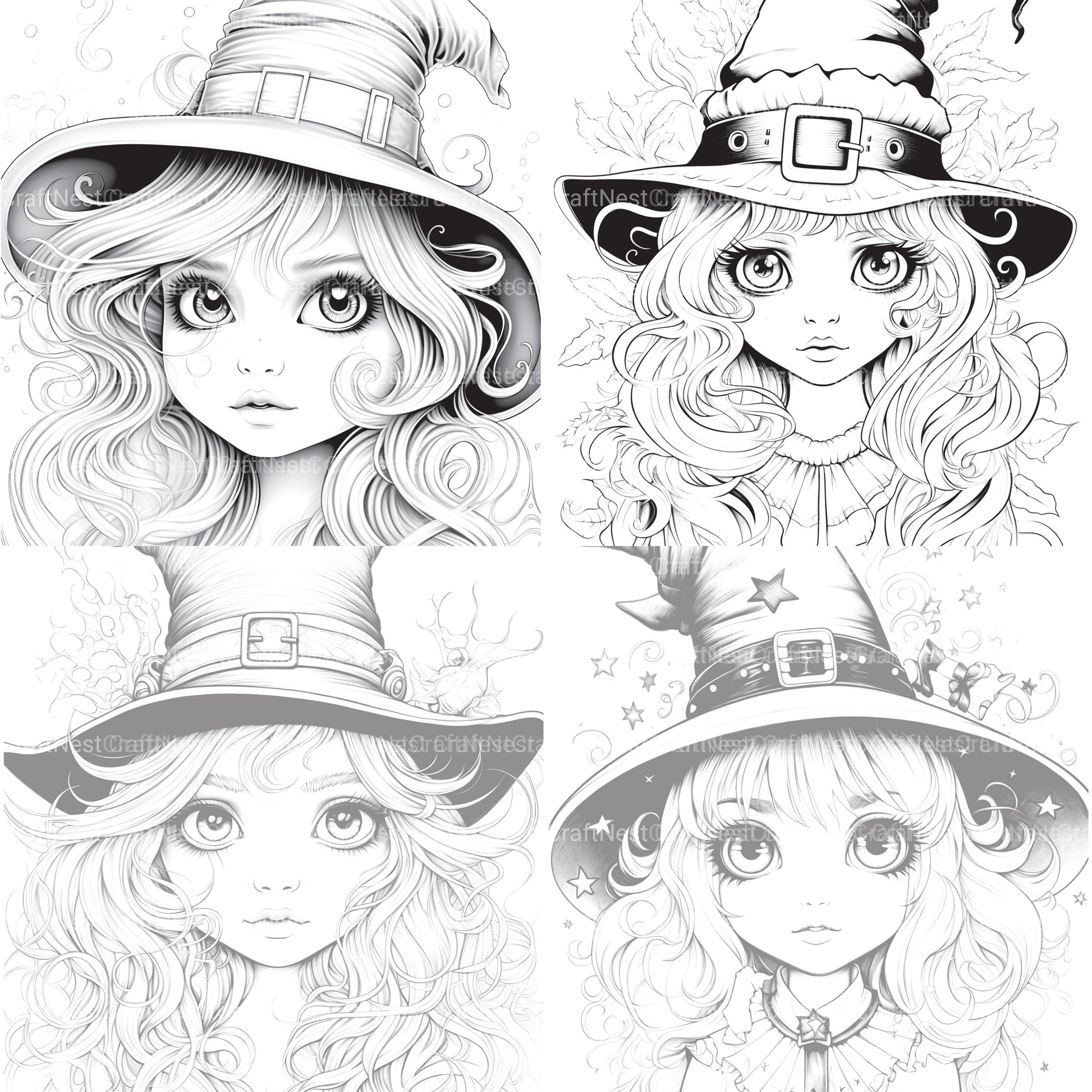 Cute Witch Coloring Book - CraftNest - Digital Crafting and Art