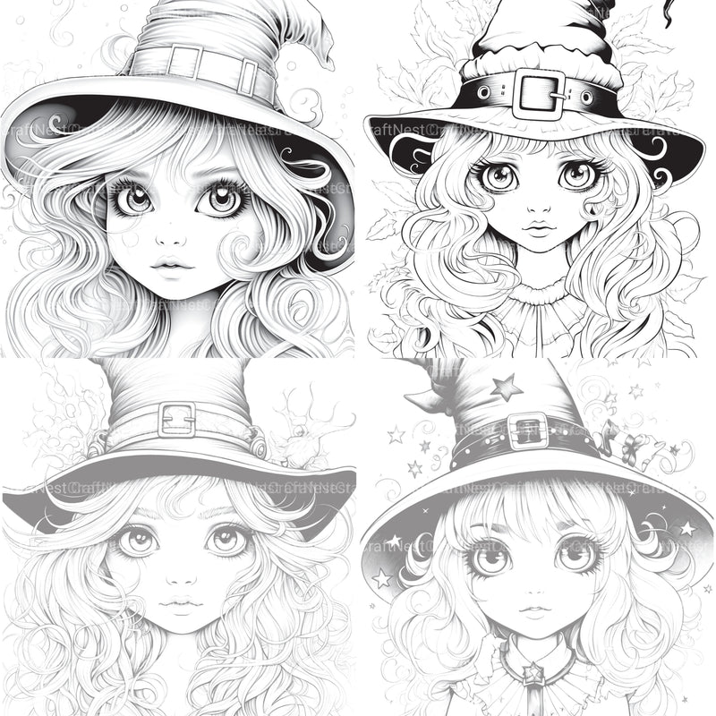 Cute Witch Coloring Book - CraftNest - Digital Crafting and Art