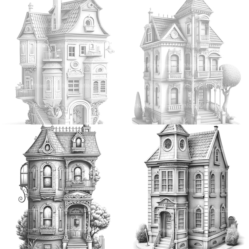 Townhouse Tiny House Coloring Book - CraftNest - Digital Crafting and Art