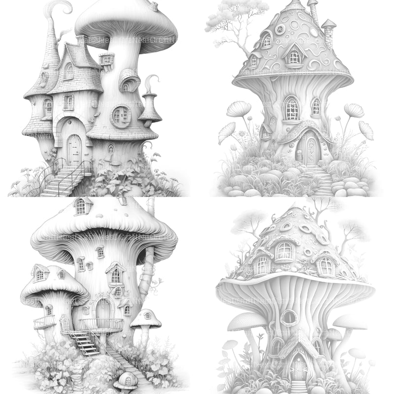 Magical Mushroom House Coloring Book - CraftNest - Digital Crafting and Art