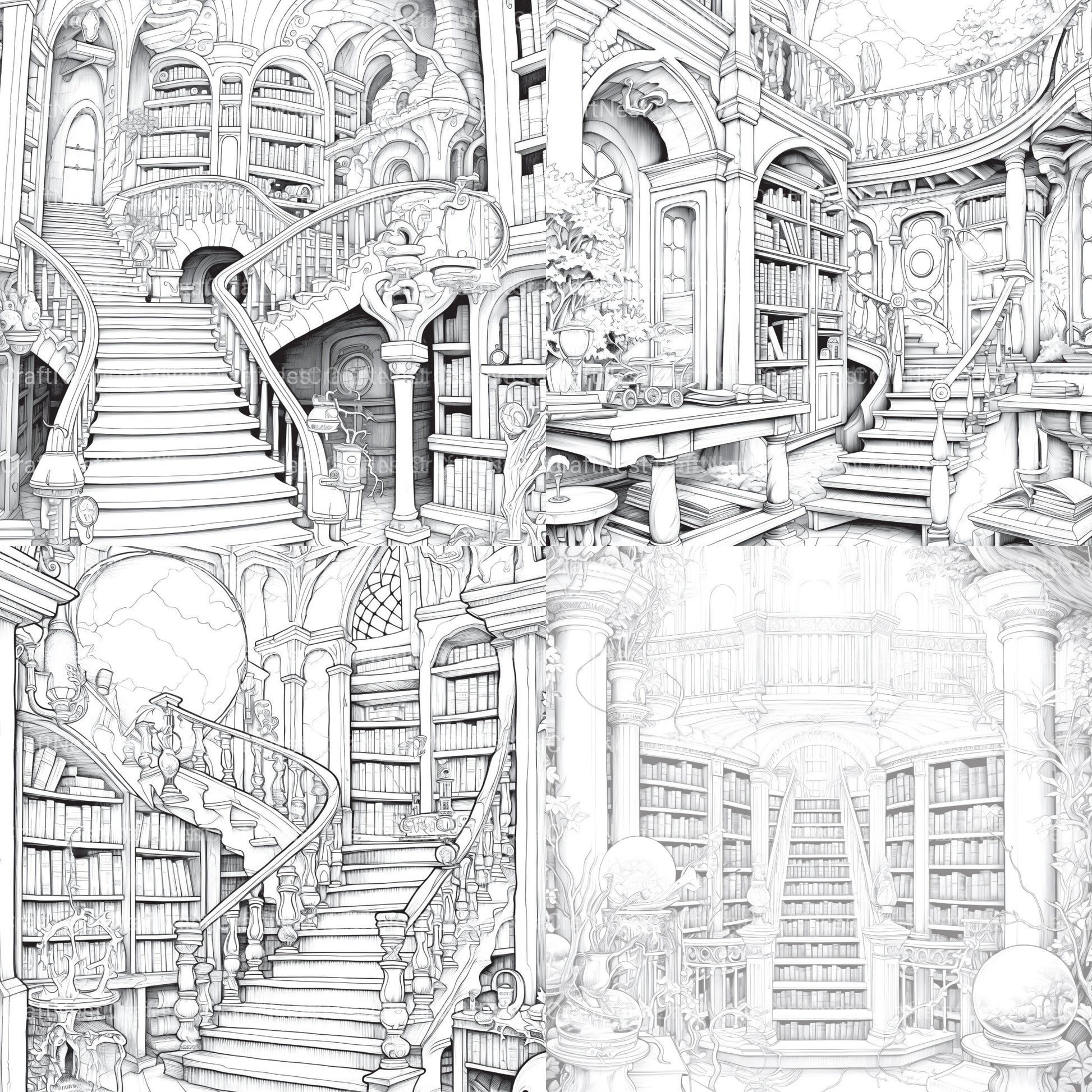 Enchanted Library Coloring Book - CraftNest - Digital Crafting and Art