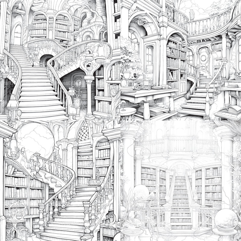 Enchanted Library Coloring Book - CraftNest - Digital Crafting and Art